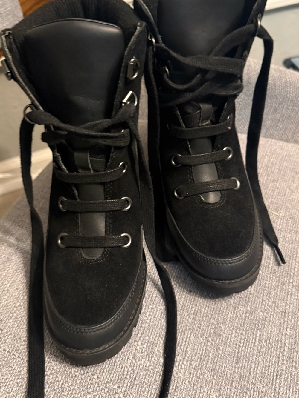 UGG Black Suede Lace-Up Ankle Boots